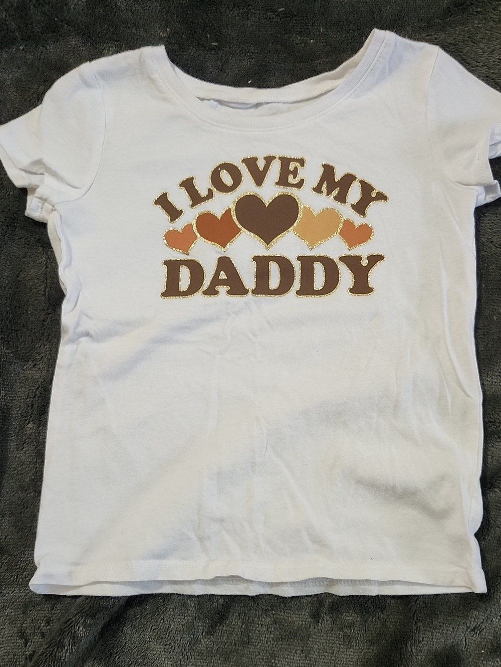 The Children's Place White Tee with Brown & Tan Heart 'I Love My Daddy'